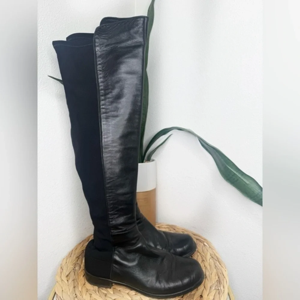 Stuart Weitzman Tall Boot 5050 Black Leather OTK Over-the-Knee Boots Classic